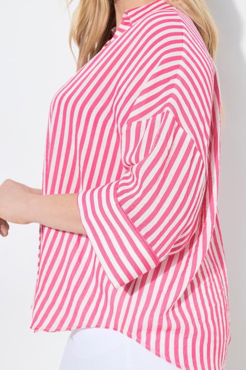 Immagine prodotto Ulla Popken Blusa dal taglio oversize con righe, scollo a V e maniche a 3/4 (62)