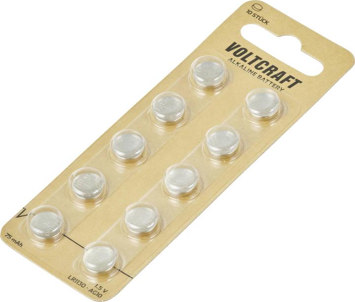 Actual product image Voltcraft AG10 Knopfzelle LR 1130 (10 pcs., AG10, 75 mAh)