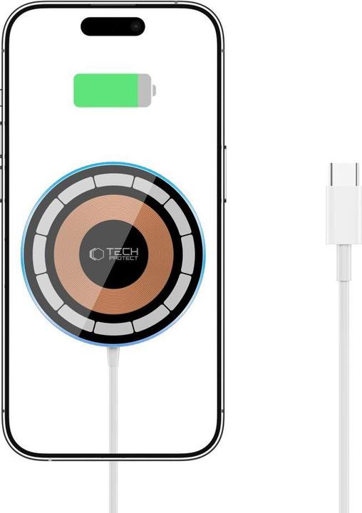 Actual product image Tech-Protect QI15W-A30 inductive charger with MagSafe with USB-C cable - silver (15 W)
