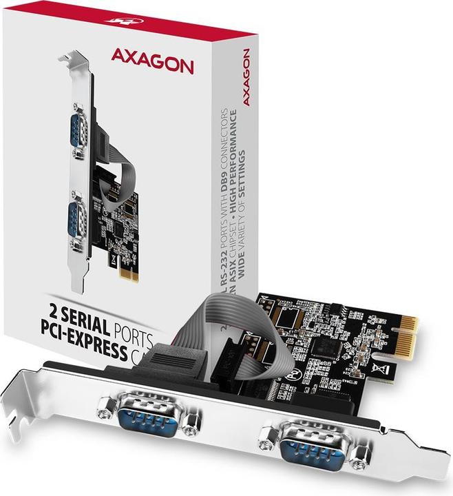 Produktbild Axagon PCEA-PSN PCIe-Adapter mit 2x Seriell-Ports - ASIX AX99100 Chipsatz