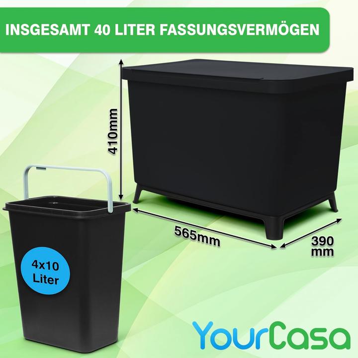 Produktbild YourCasa Mülltrennsystem mit 4 Fächern und Fusspedal (40 l)