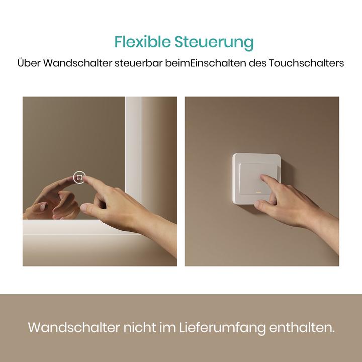 Produktbild Emke Badspiegel mit Beleuchtung 120*60cm, Kaltweiss6500K, Dimmbar, Touch Schalter (120 x 60 cm)
