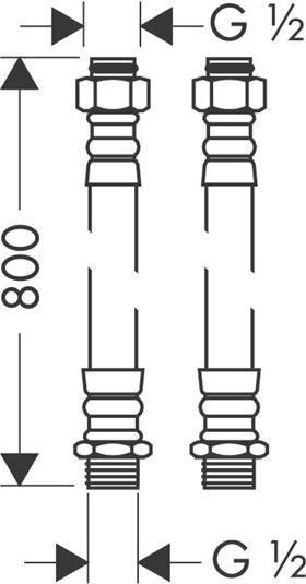 Actual product image hansgrohe HG connection hose set f 2-L bath rim mixer with thermostat