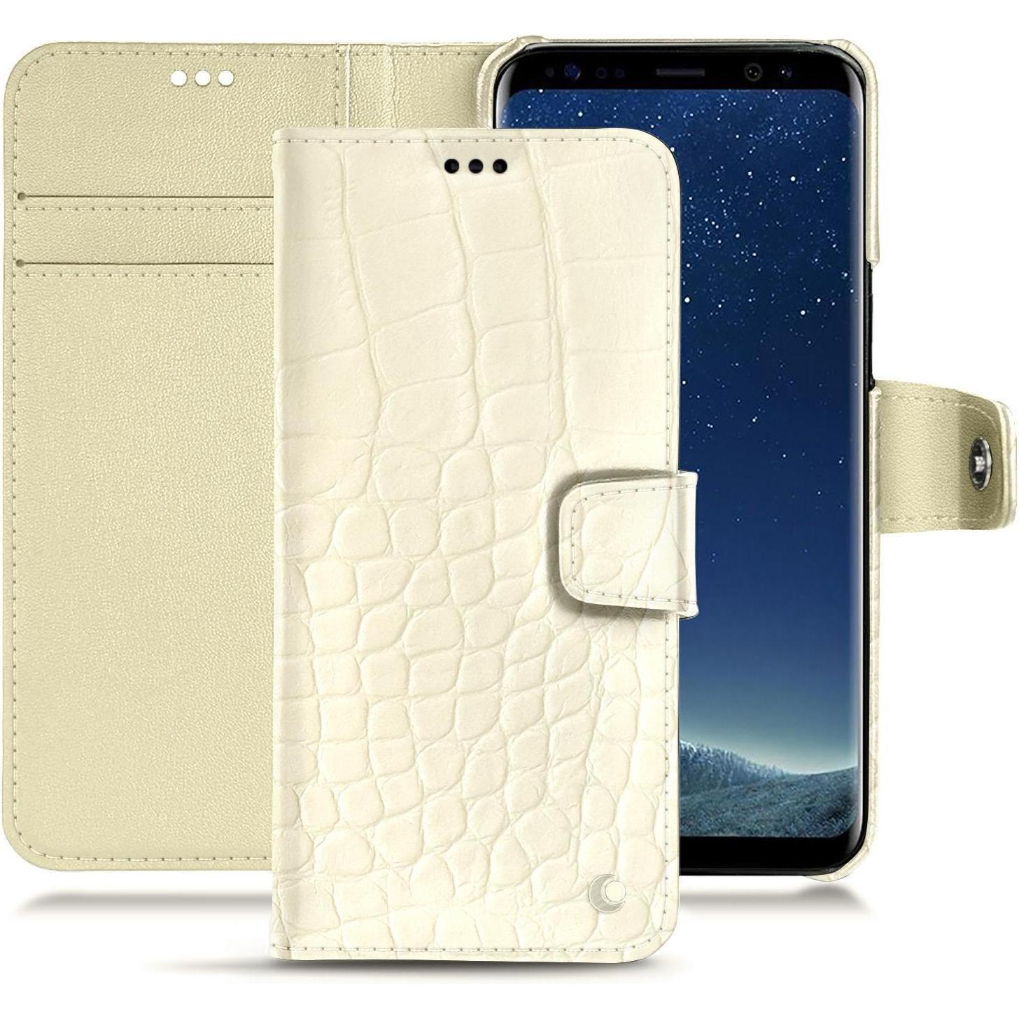 Noreve Lederschutzhülle Wallet (Samsung Galaxy S8+), Smartphone Hülle, Weiss