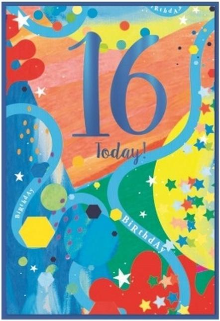 Actual product image Simon Elvin 16 Today! Watercolour Birthday Card (Pack of 6) (6 pcs.)