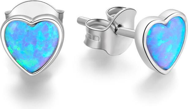 Produktbild Beneto Silver heart earrings with synthetic opals AGUP2244 (L)