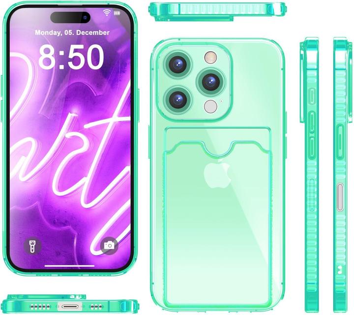 Immagine prodotto Nalia Portacarte trasparente in silicone trasparente al neon (Apple iPhone 16 Pro Max)