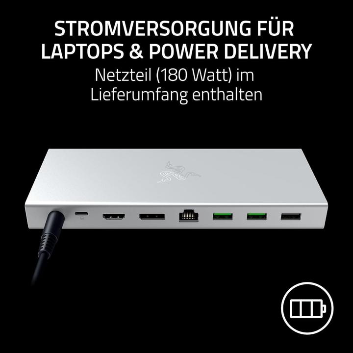 Actual product image Razer NB Acc Dock USB-C 4 Mercury (RC21-02280200-R3EK) (USB-C, 14 ports)