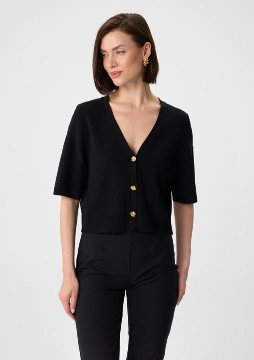 Immagine prodotto Comma Strickjacke Kurzärmeliger Viskosemix-Cardigan mit Zierknöpfen (38)