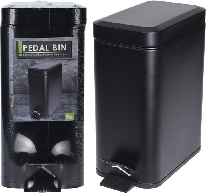Image du produit Excellent Houseware Poubelle à pédale, métal, noir, 5 litres (5 l)