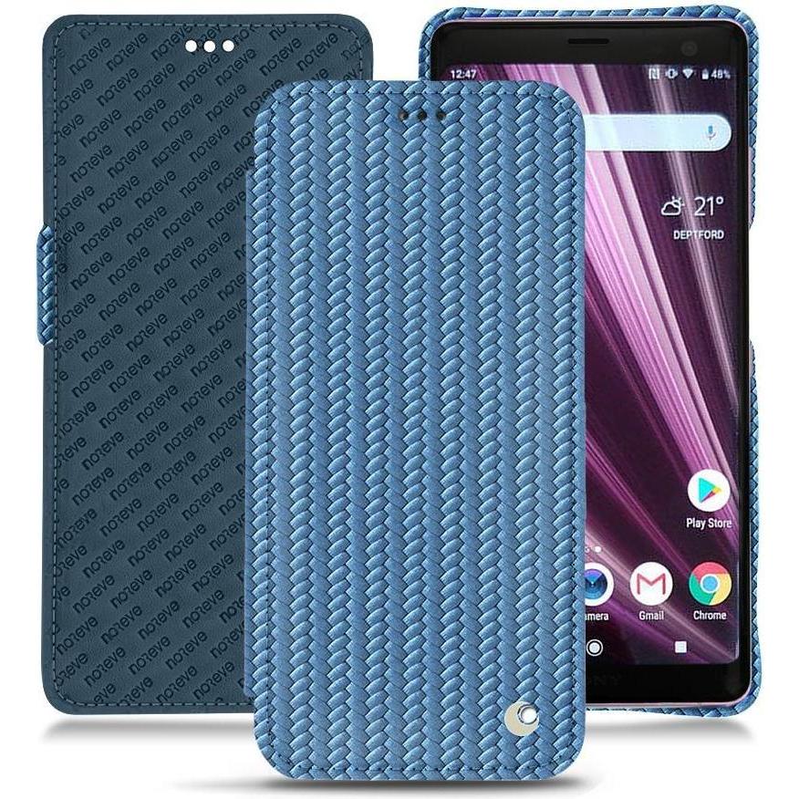 Noreve Lederschutzhülle horizontal (Sony Xperia XZ3), Smartphone Hülle, Blau
