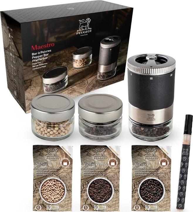 Produktbild Peugeot Pfeffermühle und 3 Vorratsgläser 'Pfefferbar u'Select' (Pfeffer)