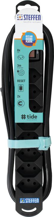 Produktbild Steffen Steckdosenleiste TIDE 8xT13 3m mit Schalter und Haftmagnete ws (8 x, Typ 13, 3 m)