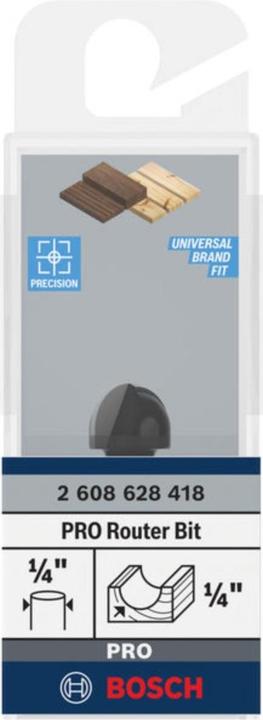 Produktbild Bosch Professional Zubehör Hohlkehlfräser, 1/4-Zoll, R1 6,3 mm, D 12,7 mm, L 9,2 mm, G 40 mm