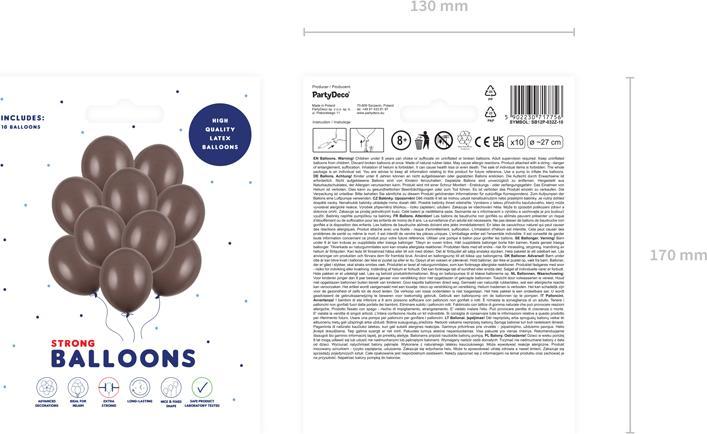 Produktbild Partydeco Strong Balloons 27cm, Pastel Cocoa Brown (1 pkt / 10 pc.) (10 x)