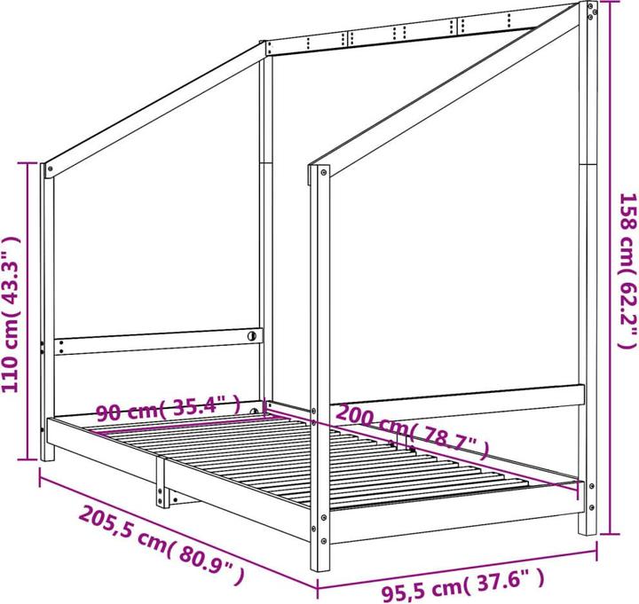 Produktbild vidaXL Kinderbett (90 x 200 cm)
