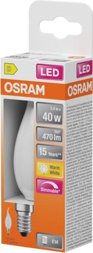 Actual product image Osram LED Superstar Classic BA 40 Filament DIM 3.4W 827 Frosted E14 (E14, 470 lm, 6 x)