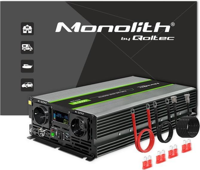 Productafbeelding Qoltec Przetwornica napięcia Monolith | 3000W | 6000W | 24V na 230V | Czysty Sinus | LCD