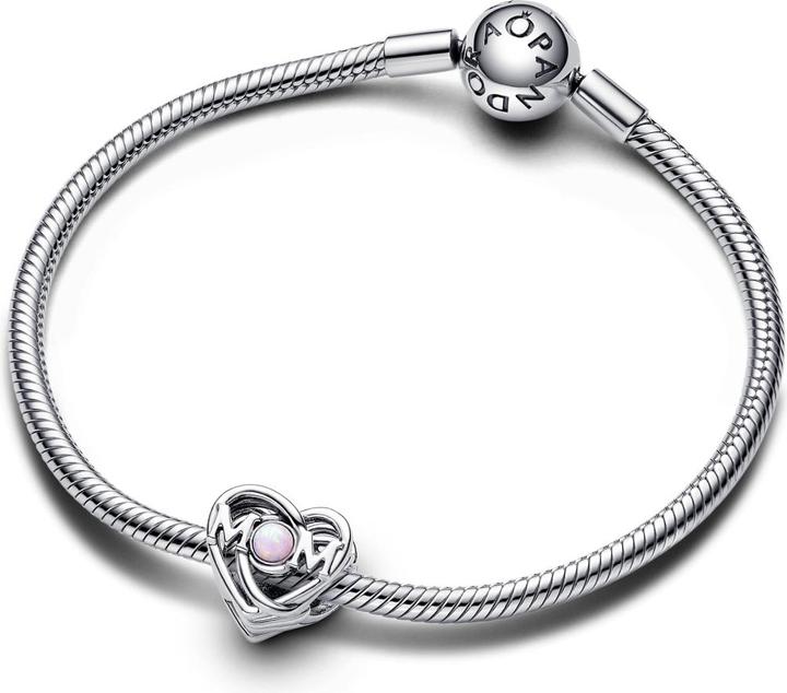 Actual product image Pandora Heart Charm Mum (Synthetic Opal, Sterling silver)