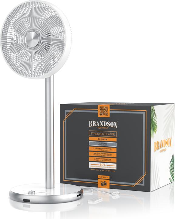 Produktbild Brandson Standventilator 32cm Ø, Standlüfter 25 W mit DC Motor, höhenverstellbar, Oszillation, Timer (64 dB)