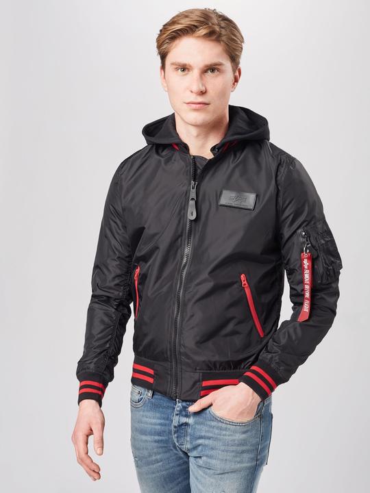 Image du produit Alpha Industries Veste de vol avec capuche amovible, poches chauffantes et patch avant (S)