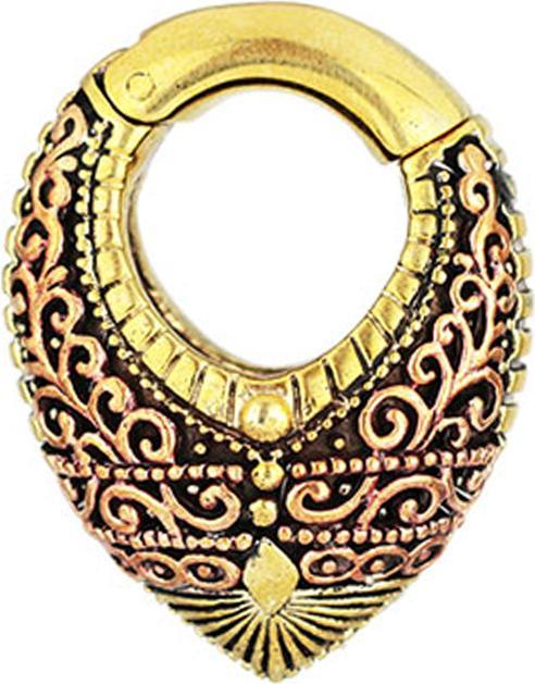 Actual product image Star Piercing Ear weight segment ring hinged gold plated drop with pattern (Brass)