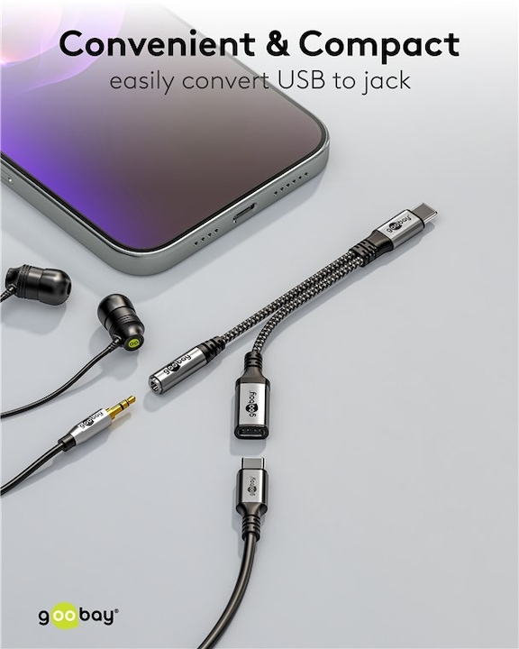 Actual product image Goobay USB-C to USB-C and jack 3.5 mm AUX (USB Type C, USB Type C)