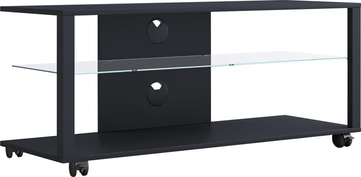 Produktbild VCM Holz TV Lowboard Rollen Fernsehschrank mobil Rack Konsole Möbel Fernsehtisch Fernseh Phono Glas (115 x 41 x 45 cm)
