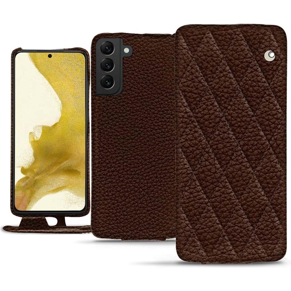 Noreve Lederschutzhülle vertikal (Samsung Galaxy S22), Smartphone Hülle, Braun