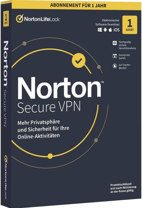 NortonLifeLock Secure Vpn Ge 1 User 1 Device 12mo Generic Ret1 mm Box (1 User, 12 months)