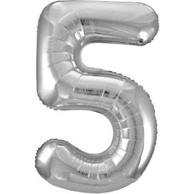 MICA Festival Minifolienballon Zahl 5 silber - ca. 40 cm