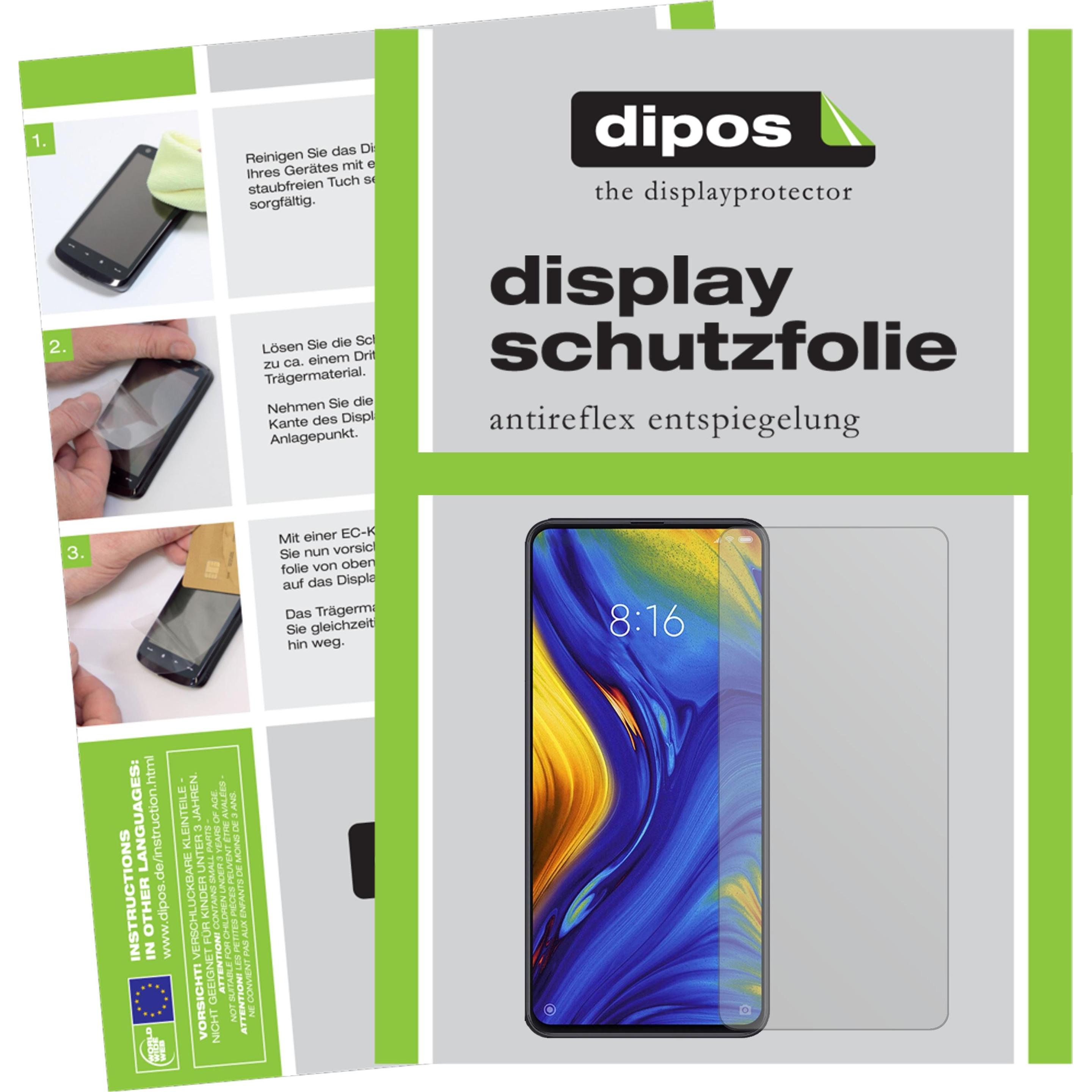 Dipos Displayschutzfolie Antireflex (2 Stück, Xiaomi Mi Mix 3), Smartphone Schutzfolie, Transparent