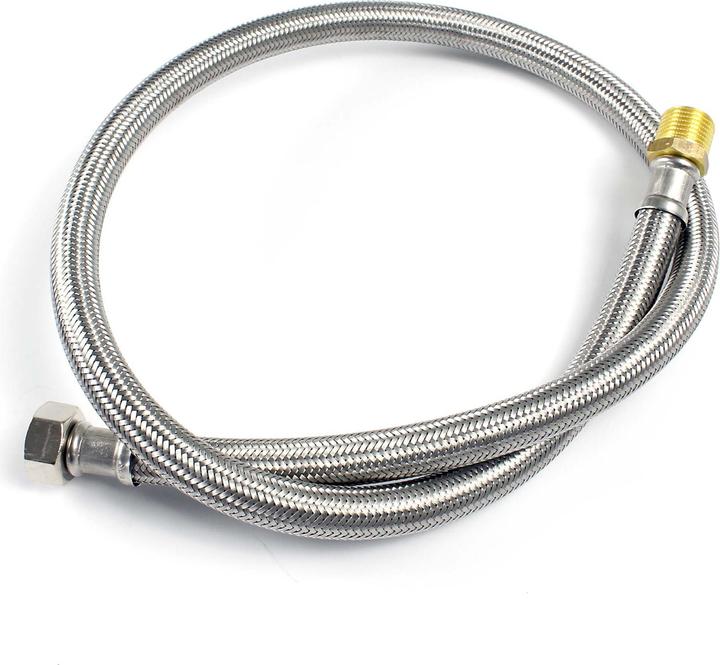Actual product image XPOtool 1500mm Flexible Hose DN8 1/2"M (20.95mm) and 3/8" UN (14.95mm) Stainless Steel EPDM Armour