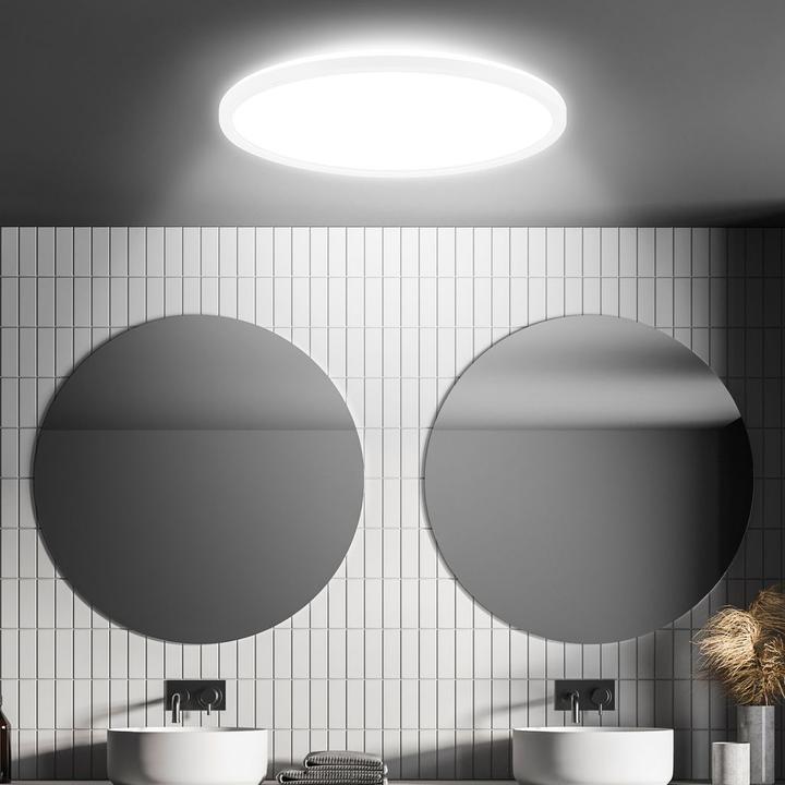 Image du produit Briloner Panneau LED ultra plat avec effet de rétroéclairage + Microwave, IP44, blanc (3000 lm)
