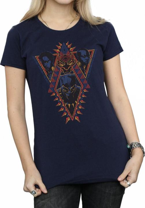 Actual product image Womens/Ladies Black Panther Tribal Heads Cotton T-Shirt (XL)