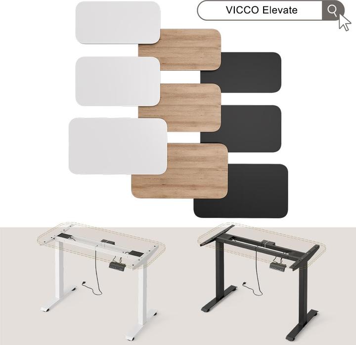 Produktbild Vicco Tischgestell Elevate, Weiss, mit USB und USB-C Anschluss