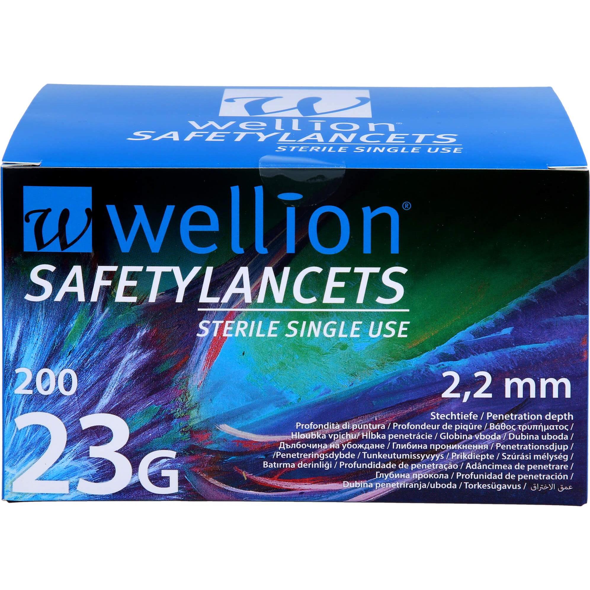 Wellion, Bluttest, Safetylancets 23G Sicherheitseinmallanz, 200 St LAN (Lanzette)