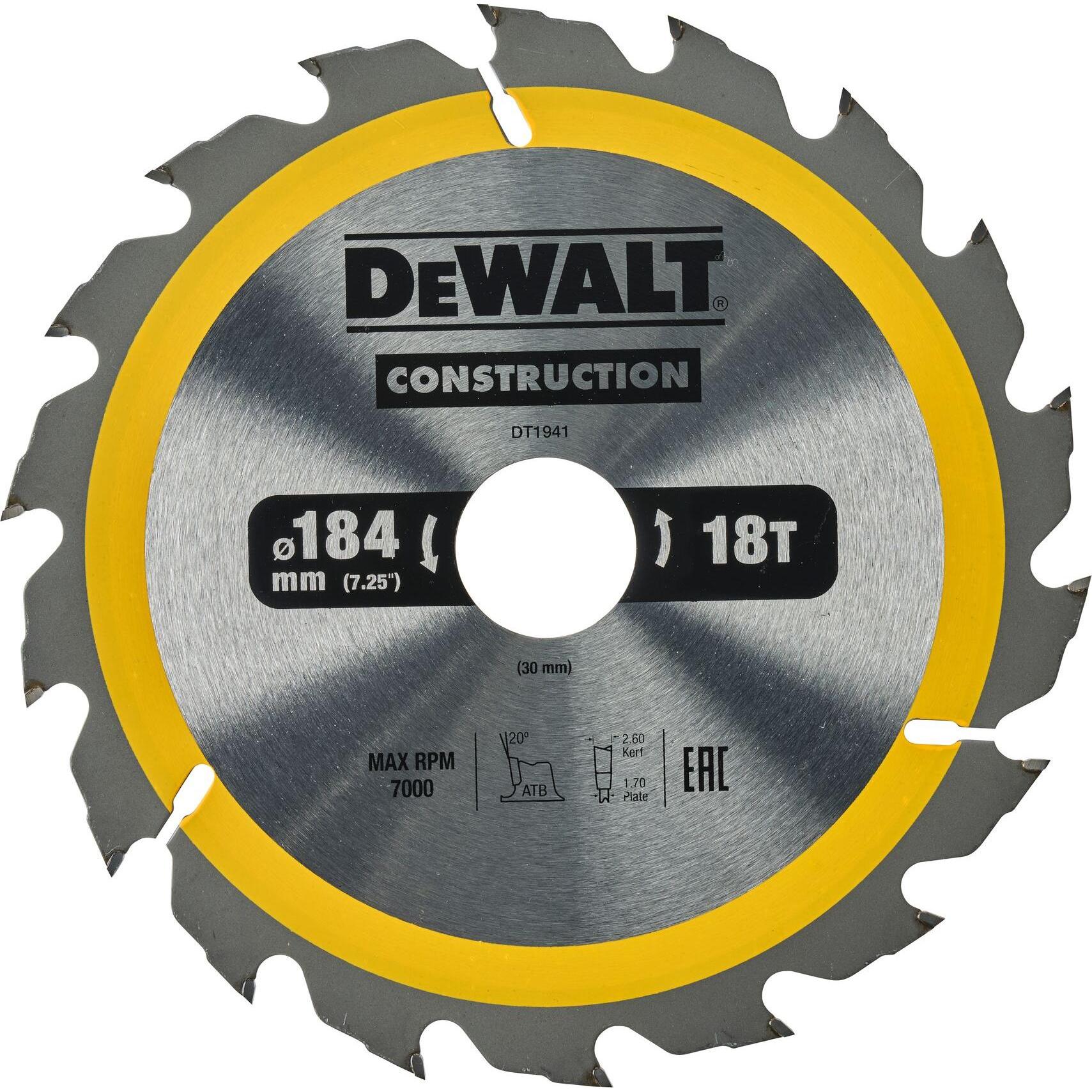 DeWalt, Sägeblatt, Kreissaegeblatt Handkr. 184/30mm 18WZ