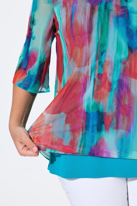 Produktbild Miamoda Meshbluse, A-Linie, Mesh mit farbigem Alloverdruck (48)