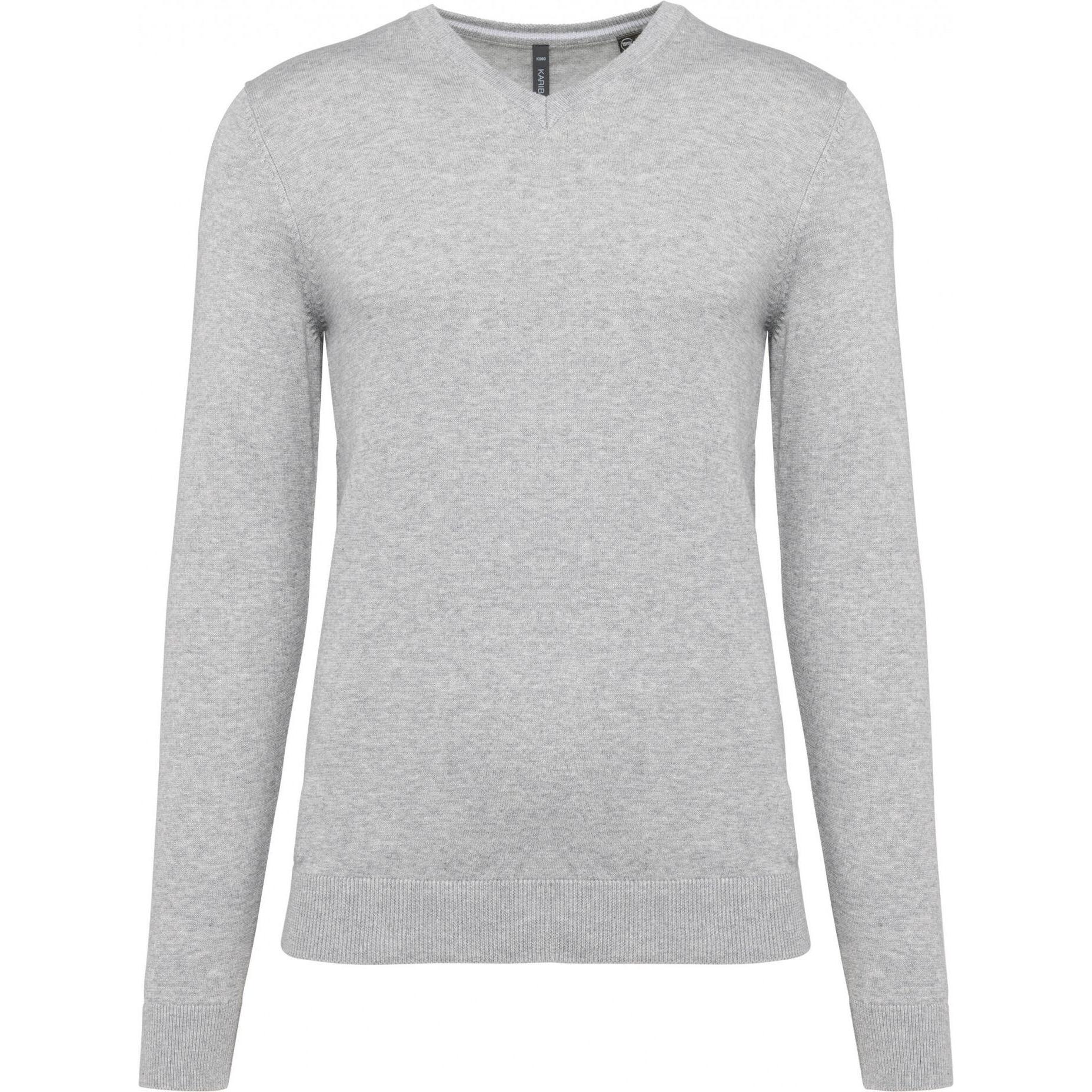 Kariban, Herren, Pullover, Ökologisch verantwortungsvoller Pullover mit V-Ausschnitt, Grau, (4XL)