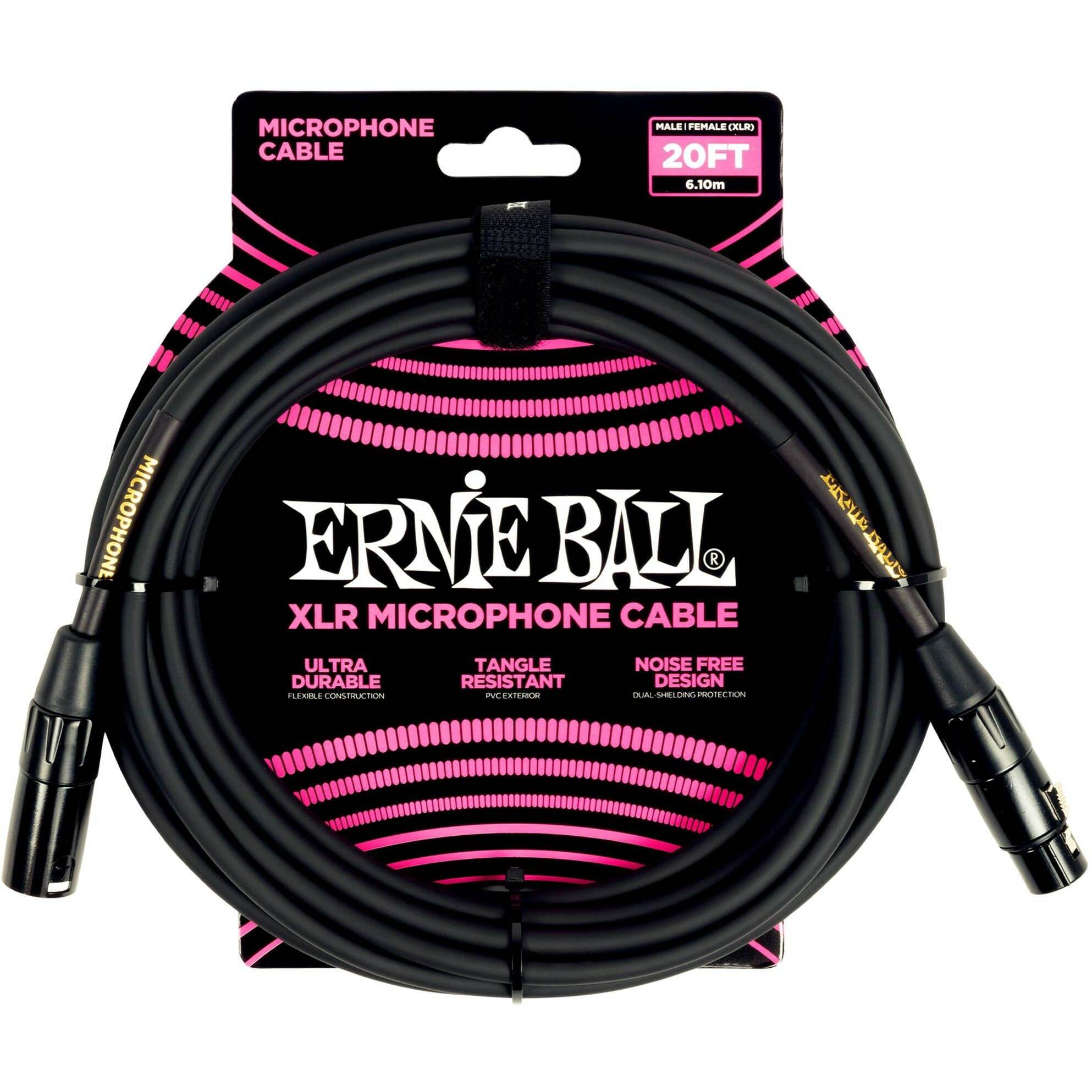 Ernie Ball XLR-Kabel XLRm-XLRm 6.1 m, Schwarz, Länge: 6.1 m (6.10 m, XLR), Audio Kabel