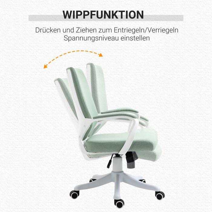 Produktbild Swisshandel24 Bürostuhl mit Wippenfunktion ergonomisch Polyester Nylon PP Grün+Weiss (44 - 52 cm)