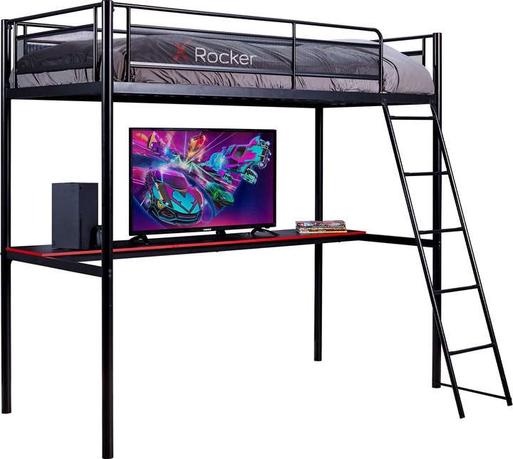 Produktbild X Rocker Xrocker Hq High Sleeper Gaming Bed With Desk - Black And Red