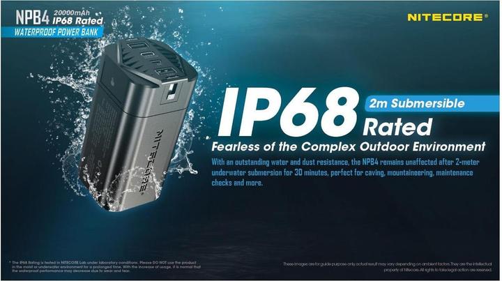 Image du produit Nitecore Banque d'alimentation NPB4 - 20000mAh, étanche (20000 mAh, 18 W, 72.80 Wh)