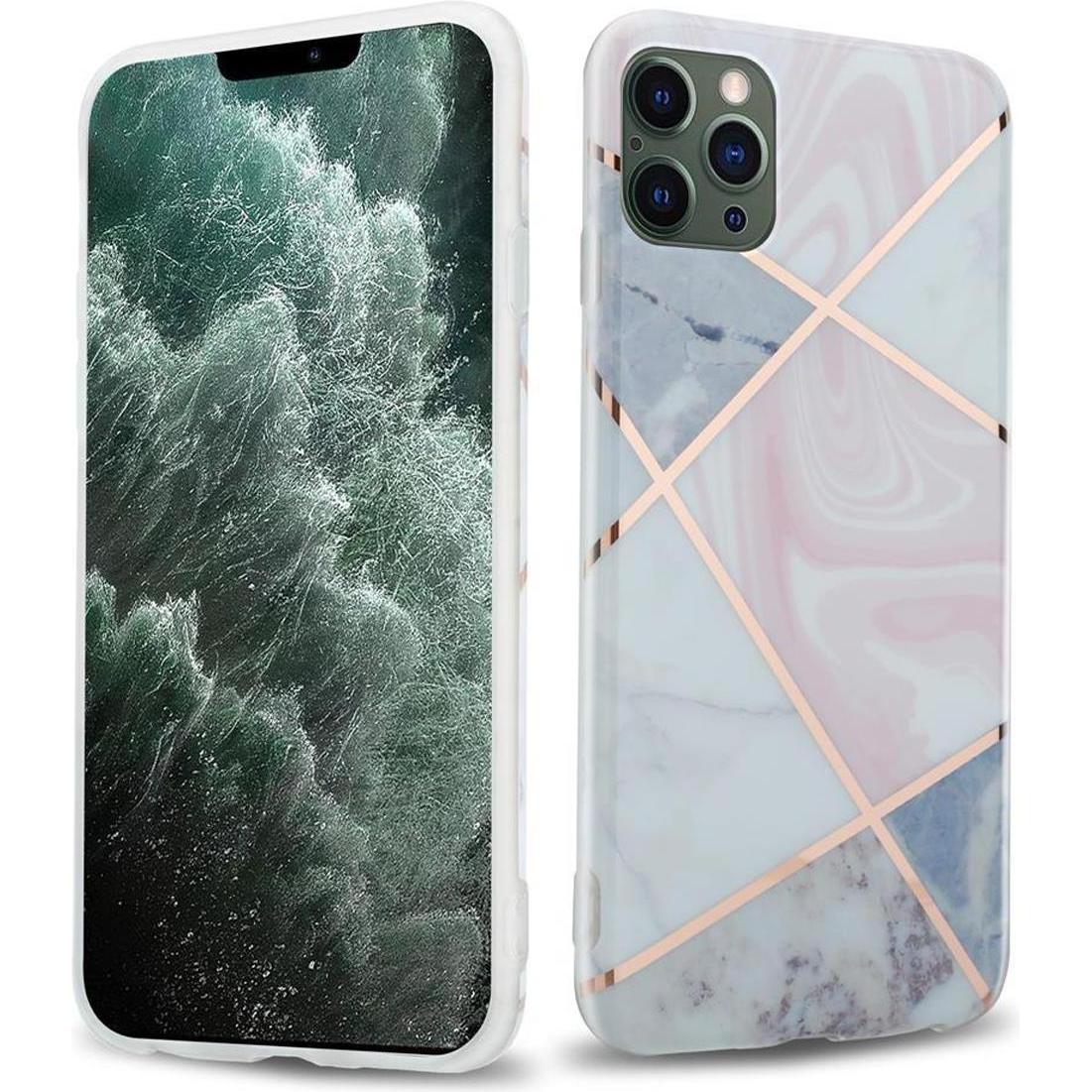 Cadorabo IMD TPU Bunter Marmor Cover (Apple iPhone 12 Pro Max), Smartphone Hülle, Rosa