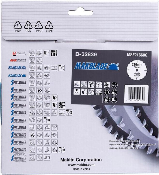 Productafbeelding Makita MAKBLADE zaagblad 216x30x60Z