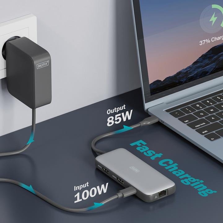 Actual product image Digitus USB-C docking station, 8-port (USB-C, 8 ports)
