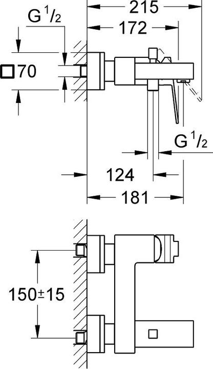 Produktbild Grohe Einhand-Wannenbatterie Sail Cube DN 15 23438000 chrom