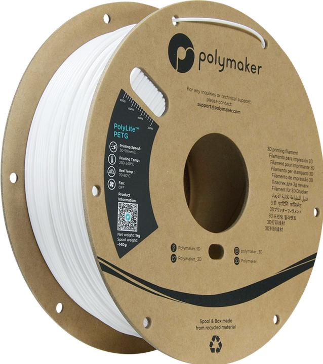 Actual product image Polymaker PolyLite PETG V2 - White - 2.85mm (PETG, 2.85 mm, 1000 g, White)