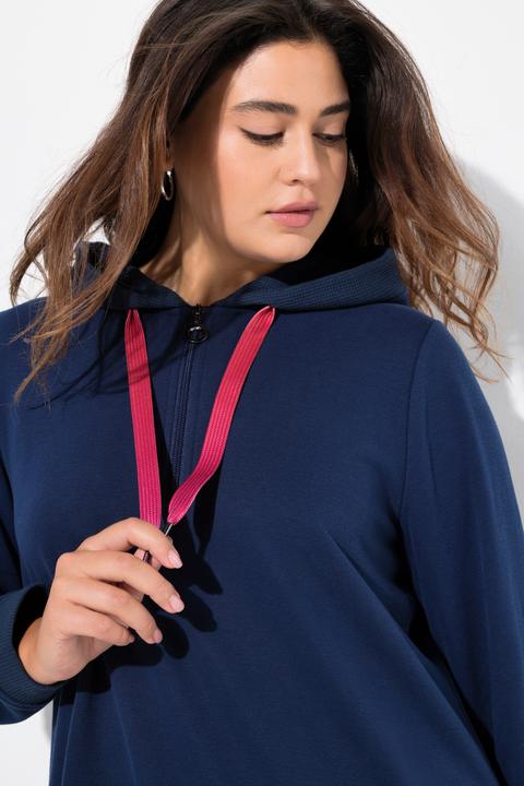 Image du produit Ulla Popken Robe sweat-shirt à capuche et manches longues, texture gaufrée (42, 44)